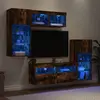 Image de vidaXL Unités murales TV avec LED 5 pcs chêne fumé bois d'ingénierie