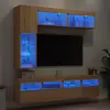 Image de vidaXL Ensemble de meubles TV muraux 7pcs et lumières LED chêne sonoma