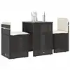 Image de vidaXL Ensemble de bistro 3 pcs avec coussins noir résine tressée