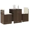 Image de vidaXL Ensemble de bistro 3 pcs avec coussins marron résine tressée