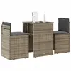 Image de vidaXL Ensemble de bistro 3 pcs avec coussins gris résine tressée