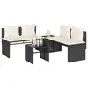 Image de vidaXL Salon de jardin 4 pcs avec coussins noir résine tressée