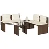 Image de vidaXL Salon de jardin 4 pcs avec coussins marron résine tressée