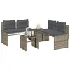 Image de vidaXL Salon de jardin 4 pcs avec coussins gris résine tressée