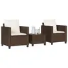 Image de vidaXL Ensemble de bistro 3 pcs avec coussins marron résine tressée