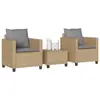 Image de vidaXL Ensemble de bistro 3 pcs avec coussins beige résine tressée