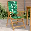Image de vidaXL Chaises pliantes (lot de 2) en bois d'acacia massif et tissu, motif feuilles