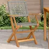 Image de vidaXL Chaises pliantes 2 pièces en bois massif d'acacia gris et polyrotin