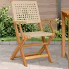 Image de vidaXL Chaises de jardin lot de 2 beige bois massif d'acacia et rotin
