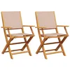 Image de vidaXL Chaises pliantes 2 pièces en bois d'acacia massif taupe et tissu