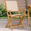Image de vidaXL Chaises de jardin lot de 2 beige bois d'acacia massif et tissu