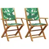 Image de vidaXL Chaises de jardin lot de 2 motif de feuilles acacia et tissu