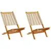 Image de vidaXL Chaises de jardin lot de 2 beige bois d'acacia et polypropylène