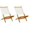 Image de vidaXL Chaises de jardin lot de 2 blanc crème bois acacia massif tissu