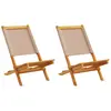 Image de vidaXL Chaises de jardin lot de 2 taupe bois d'acacia massif et tissu