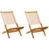 Image de vidaXL Chaises de jardin lot de 2 beige bois d'acacia massif et tissu