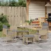 Image de vidaXL Ensemble à manger de jardin et coussins 7 pcs beige poly rotin