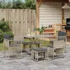 Image de vidaXL Ensemble à manger de jardin et coussins 7 pcs gris clair rotin