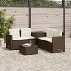 Image de vidaXL Canapé de jardin avec table et coussins en forme de L marron