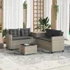 Image de vidaXL Canapé de jardin et table et coussins en forme de L gris clair