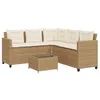 Image de vidaXL Canapé de jardin avec table et coussins en forme de L beige