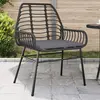Image de vidaXL Chaises de jardin lot de 2 avec coussins noir résine tressée
