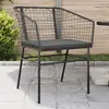 Image de vidaXL Chaises de jardin lot de 2 avec coussins noir résine tressée