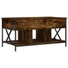 Image de vidaXL Table Basse, Bout de Canapé avec Pieds Réglables, Table d'Appoint avec Rangement Salon Intérieur, Moderne, Chêne Fumé Bois d'Ingénierie et Métal