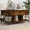 Image de vidaXL Table basse chêne fumé 100x55x50 cm bois d'ingénierie et métal