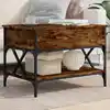 Image de vidaXL Table basse chêne fumé 70x50x50 cm bois d'ingénierie et métal