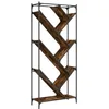 Image de vidaXL Bibliothèque, Armoire à Livres avec Étagères et Pieds Réglables, Meuble de Rangement, Industiel, Chêne Fumé Bois d'Ingénierie et Métal