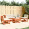 Image de vidaXL Salon de jardin 5 pcs avec coussins cire marron bois pin massif