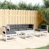 Image de vidaXL Salon de jardin 5 pcs avec coussins blanc bois massif de pin