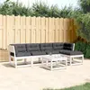 Image de vidaXL Salon de jardin 5 pcs avec coussins blanc bois massif de pin