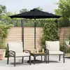 Image de vidaXL Parasol de jardin avec LED mât en acier noir 225x225x212 cm