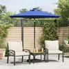 Image de vidaXL Parasol de jardin LED mât en acier bleu azuré 225x225x212 cm