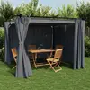 Image de vidaXL Tonnelle avec rideaux anthracite 3x3 m acier