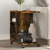 Image de vidaXL Table d'appoint avec roues chêne fumé bois d'ingénierie