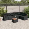 Image de vidaXL Salon de jardin 8 pcs avec coussins noir résine tressée
