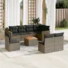 Image de vidaXL Salon de jardin 9 pcs avec coussins gris résine tressée