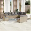 Image de vidaXL Salon de jardin et coussins 10 pcs mélange beige résine tressée