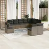 Image de vidaXL Salon de jardin avec coussins 10 pcs gris résine tressée