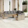 Image de vidaXL Salon de jardin et coussins 11 pcs mélange beige résine tressée