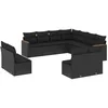 Image de vidaXL Salon de jardin 11 pcs avec coussins noir résine tressée