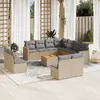 Image de vidaXL Salon de jardin et coussins 12 pcs mélange beige résine tressée