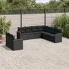 Image de vidaXL Salon de jardin 9 pcs avec coussins noir résine tressée