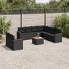 Image de vidaXL Salon de jardin 10 pcs avec coussins noir résine tressée