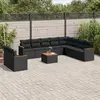 Image de vidaXL Salon de jardin 11 pcs avec coussins noir résine tressée