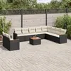 Image de vidaXL Salon de jardin 11 pcs avec coussins noir résine tressée
