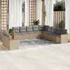 Image de vidaXL Salon de jardin et coussins 11 pcs mélange beige résine tressée